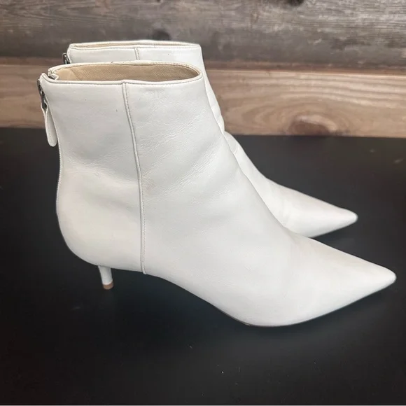 Blogger Fav! Alexandre Birman Women's White Leather Kitten Heels Ankle Boots 37 - Picture 5 of 14